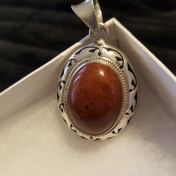 🏷Vtg Mahogany Obsidian Drop Pendant - Picture 1 of 6